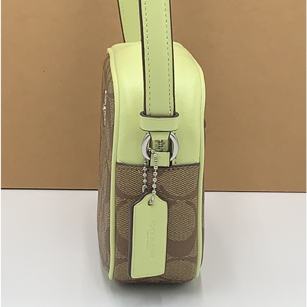 NEW! COACH Mini Jamie Camera Bag In Signature Canvas - Silver/Khaki/Pale Lime - Picture 5 of 14